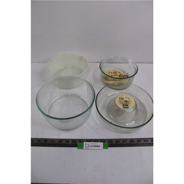 Pyrex Savarin Round Dish, Pyrex Casserole Dish, (2) Glass Casserole Dishes 8"