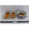 Image 1 : (2) Glass Loaf Dishes, (2) Glass Utility Dishes, & Glass Souffle Dish w/ Holder