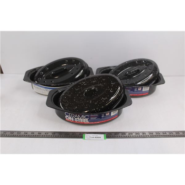 (3) Oval Shaped Roaster  11"x8"x3"