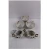 Image 4 : (3) Glass Tea Cups w/ Pot & Serving Dish, (4) Glass Plates 8", & Pack of 6 Buddha Statuettes w/ Wood