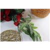 Image 6 : Woven Basket, Brass Trivet and Faux Poinsettia Wreath