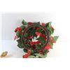 Image 9 : Woven Basket, Brass Trivet and Faux Poinsettia Wreath