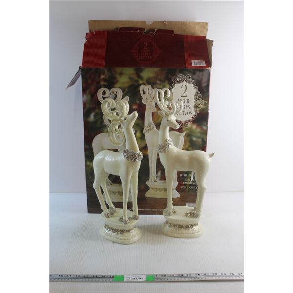 (2) Deer with LED Lights Decorations - As Is