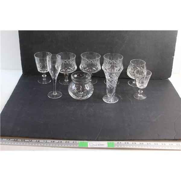 (7) Stemware Glasses and (2) Vases
