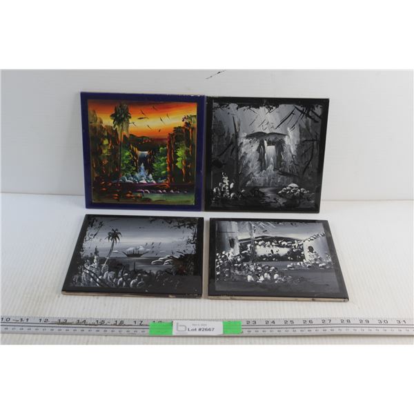 (4) Ceramic Tile Art Decor 8'' x 8''