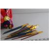 Image 2 : Rainbow Poms, Paint Brushes and Handcraft Kit - Threads, Rings and Wooden Beads