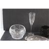 Image 3 : Divided Glass Serving Tray, Glass Bowl, Goblet and (2) Glasses