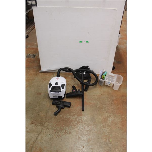 * Bissell Powerforce Vacuum with Attachments - Tested, Plastic Caddy and Assorted Cleaning Supplies