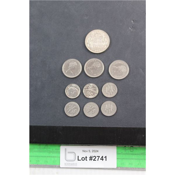 (6) US Dimes 1967 - 1987, (3) 1973 Canadian Quarters and 1937 Canadian 50 Cent Coin