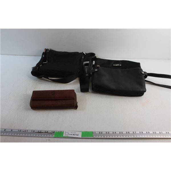 (2) Shoulder Bags and Faux Leather Wallet