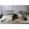 Image 1 : Assorted Home Linens (Comforter, Sheets, Table Cloths, Dish Cloths, Tea Towels, Table Runners, Doili