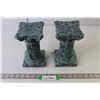 Image 1 : (2) Ceramic Ancient Pillars (Some Chips) 8" Tall