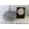 Image 1 : Caravelle Battery Operated Hanging Wall Clock 13.5" x 10" x 2.5", Office Desk Paper File