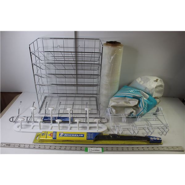 Michelin 19" Windshield Wiper Blade (NIB), (3) Clothing Racks, Desk Paper Rack Organizer 17" Tall x 