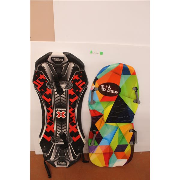 *Outer Edge X Games Snow Board 45" x 19" (Fibreglass), Slider Crazy Carpet 43" x 18"