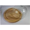 Image 4 : Dessert Dome - Wood Tray with Glass Dome 11" Diameter, Metal Wire Fruit Bowl 12.5" Diameter, (2) Che