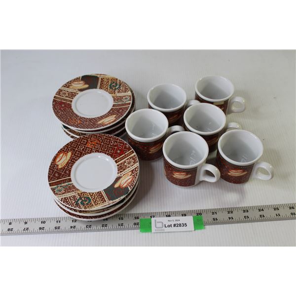 (6) Cups And (7) Saucers "Cappuccino" Set