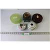 Image 1 : (4) Jewelry Holders (2 Large Are Plastic Avon 5.5" Dia, 2 Small China 4.5" Dia, Potpourri Vase 4" Di