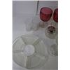 Image 2 : (3) Glass Goblets, (2) Crystal Vases, (3) Glass Coasters, 5-Piece Circle Platter, Glass Cream & Suga