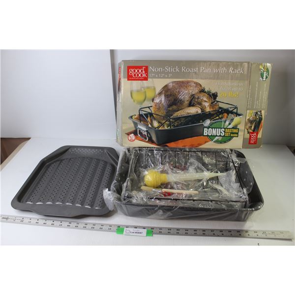Good Cook Non-Stick Roast Pan with Rack (Unused), PC Porous Cooking Pan (Unused)