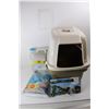 Image 2 : Pet Crate- 19'' x 14'' x 20'', Pet Harness- NIB, Container And Bag Of Cat Litter