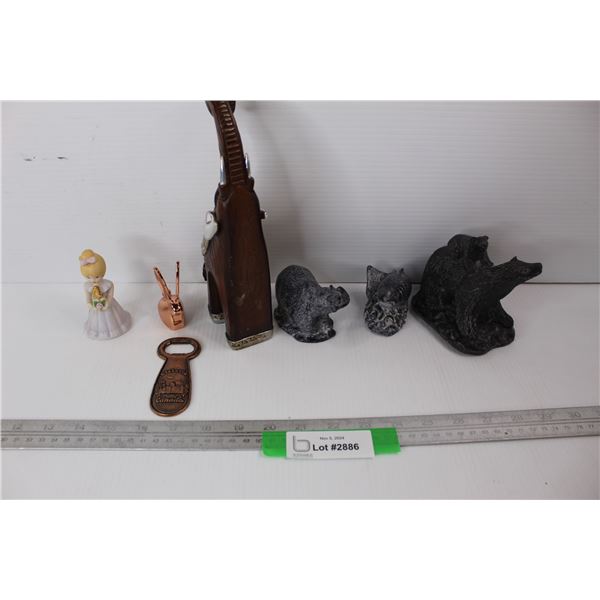 (6) Various Ornamental Dolls/ Animals, Umbra, Growing Up Birthday Girls, Victoria Canada Bottle Open