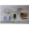 Image 1 : Decorative Dummy Lever Door Knob w/ Box, Small Lead Teddy Bear Decoration, Clear Glass Jar, Misc.
