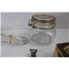 Image 4 : Decorative Dummy Lever Door Knob w/ Box, Small Lead Teddy Bear Decoration, Clear Glass Jar, Misc.
