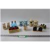 Image 1 : (7) Salt & Pepper Shakers - (1) Toothpick Holder - Beer Steins, Alligators, Lightbulbs, Apple, Peggy