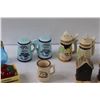 Image 3 : (7) Salt & Pepper Shakers - (1) Toothpick Holder - Beer Steins, Alligators, Lightbulbs, Apple, Peggy