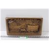 Image 1 : Rothhammer Wood Art - Carved Covered Wagon Scene - 16" x 8"