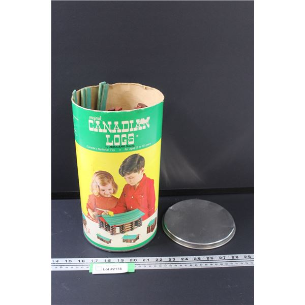 Vintage Canadian Logs Toys in Container - as is