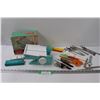 Image 1 : Popeil Deluxe Dial-o-Matic Food Cutter & Various Parring Knives, Nut Cracker, Cork Stoppers, Misc.