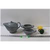 Image 1 : California Modern Brand: Teapot, Sugar & Creamer Set, Salt & Pepper Shakers