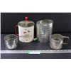 Image 1 : (4) Flour Sifters: Floral, One Cups Measures, Five Cups Measures