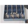 Image 2 : (2) Oneidacraft Stainless Spoon Sets, Silverplated Egg Holder, Flour Scoop, Strainer, Scoop