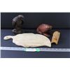 Image 1 : (4) Carved Wood Items: Cutting Board, Hawk, Frog, Beaver