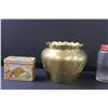 Image 2 : Brass Bowl (Made in India(, (2) Glass Salt & Pepper Shakers, Collector Tin