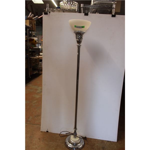 * Floor Lamp w/Glass Shade - as is