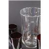 Image 3 : (6) Red Colored Glasses, Clear Vase, & Faux Wood Vase