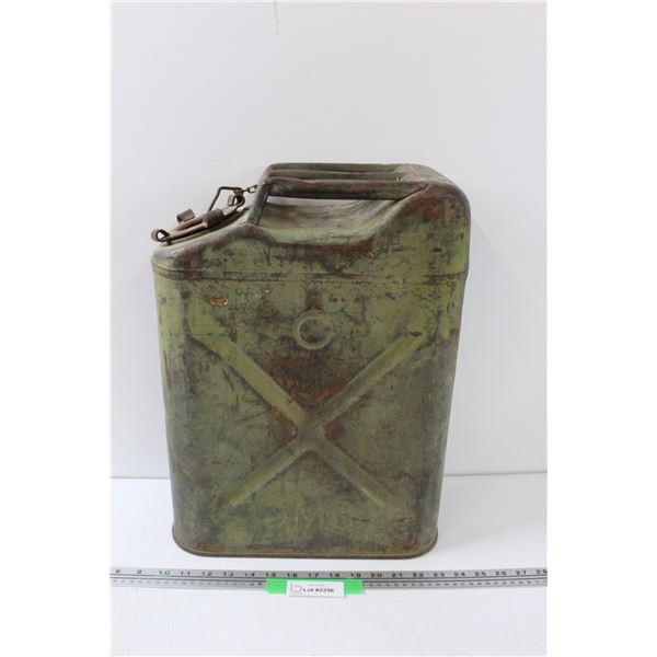 Vintage Metal Jeep Gasoline Jug - 18" x 13" x 6" - Some Damage