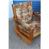 Image 2 : *** Retro Wood & Upholstery Living Room Set: Sofa - 77" Long (2) Rocking Chairs, Foot Stool