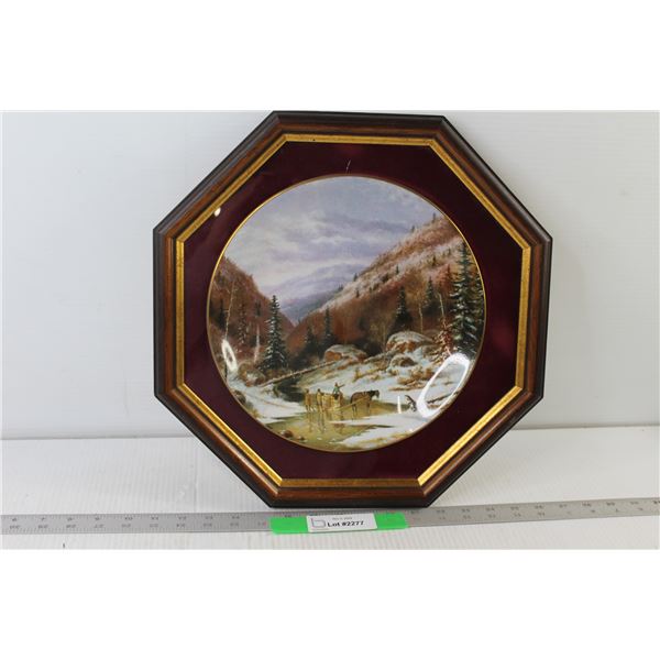 Discover Canada Quebec Winter Decorative Plate Framed - 15" x 15"