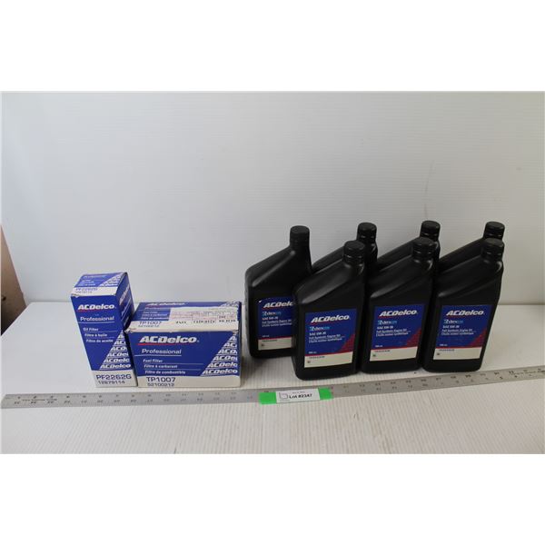 (7) Full Bottles Of 5w30 Full Synthetic Engine Oil, Oil Filter and Fuel Filter