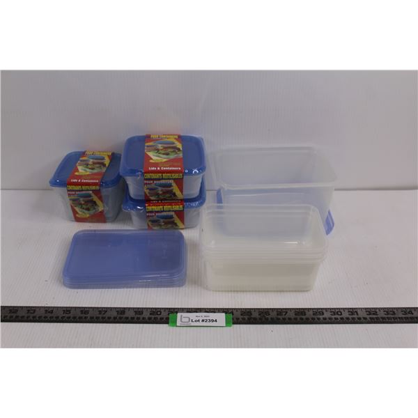 (3) Plastic Containers 7"x5"x3.5", Plastic Container 8"x6"x4", (2) 2-Pack Plastic Square Container 5