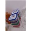 Image 3 : Plastic Multi Purpose Box 8"x4"x3", (3) Small Glass Candle Holders, (2) 4-Pack of Plastic Containers
