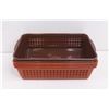 Image 4 : (6) Plastic Baskets 10"x6"x2.5", Plastic Basket 20"x9"x3", & (2) Stacking Plastic Baskets