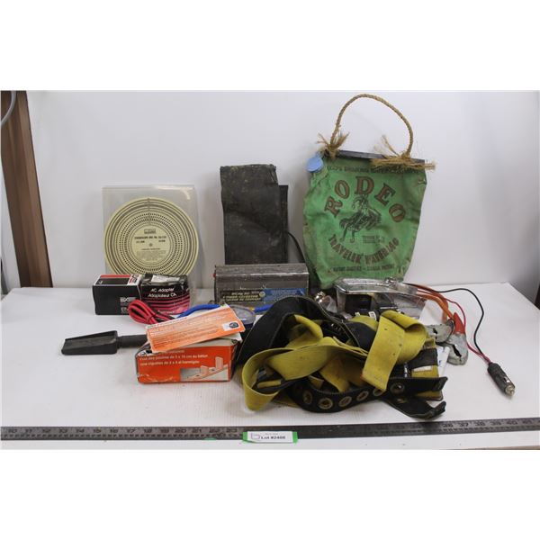 Safety Harness, AC Adapter, Power Inverter w/ Cables, Pressure Gauge, Battery Warmer, Rodeo Traveler