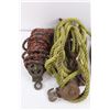Image 2 : Vintage 10" Hand Brace, Paint Mixing Paddle, (2) Rope Pulleys, Power Fist Rope Hoist, Corded Outlet