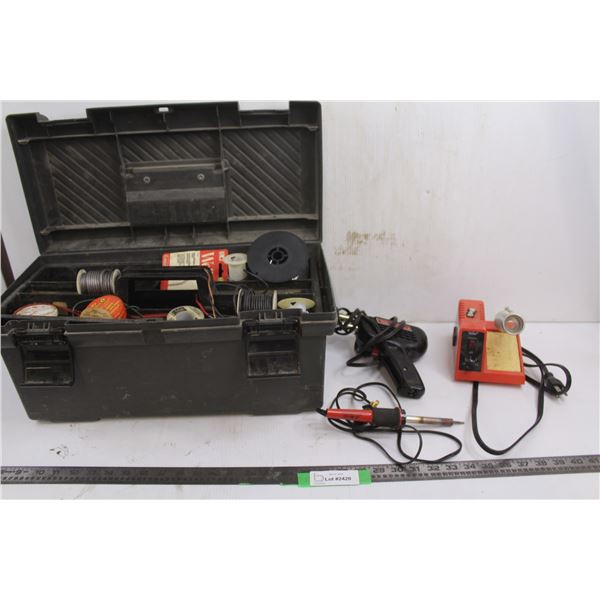 Rubbermaid Case 20"x9"x9", Weller Soldering Iron - Works, (6) Replacement Soldering Irons, Weller So